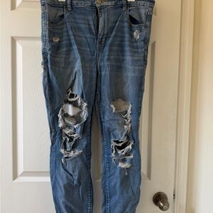 American Eagle Outfitters Ripped Light Blue Straight Leg Jeans